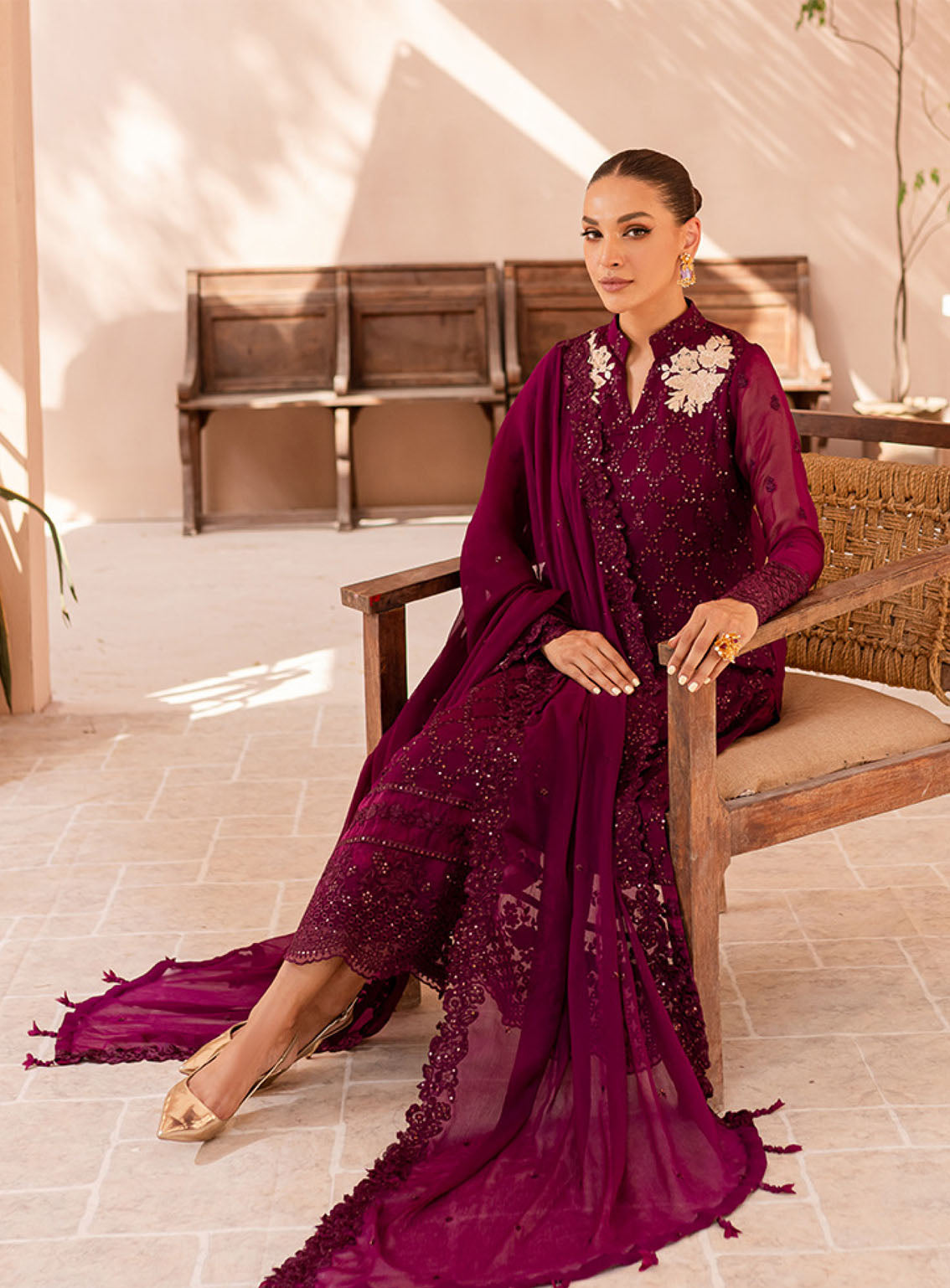 Ensembles By Azure Embroidered Chiffon Suits Unstitched 3 Piece - AZU24ESF OOES-065 ORCHID OBSESSION Ensembles By Azure Embroidered Chiffon Suits Unstitched 3 Piece - AZU24ESF OOES-065 ORCHID OBSESSION