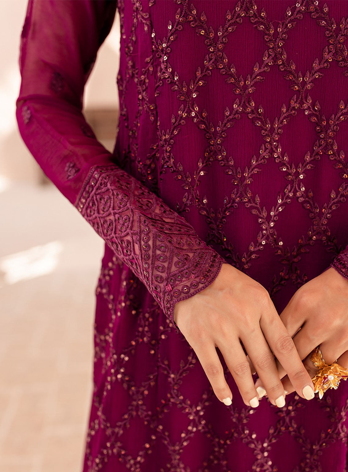 Ensembles By Azure Embroidered Chiffon Suits Unstitched 3 Piece - AZU24ESF OOES-065 ORCHID OBSESSION Ensembles By Azure Embroidered Chiffon Suits Unstitched 3 Piece - AZU24ESF OOES-065 ORCHID OBSESSION