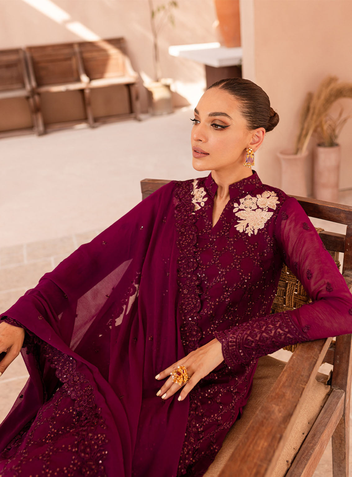 Ensembles By Azure Embroidered Chiffon Suits Unstitched 3 Piece - AZU24ESF OOES-065 ORCHID OBSESSION Ensembles By Azure Embroidered Chiffon Suits Unstitched 3 Piece - AZU24ESF OOES-065 ORCHID OBSESSION