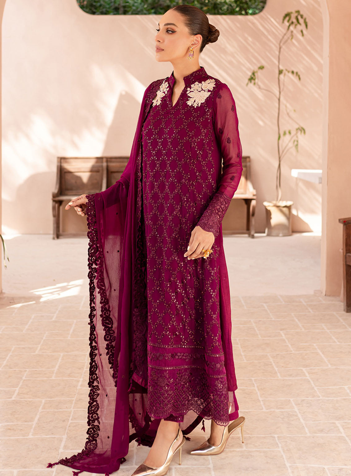 Ensembles By Azure Embroidered Chiffon Suits Unstitched 3 Piece - AZU24ESF OOES-065 ORCHID OBSESSION Ensembles By Azure Embroidered Chiffon Suits Unstitched 3 Piece - AZU24ESF OOES-065 ORCHID OBSESSION