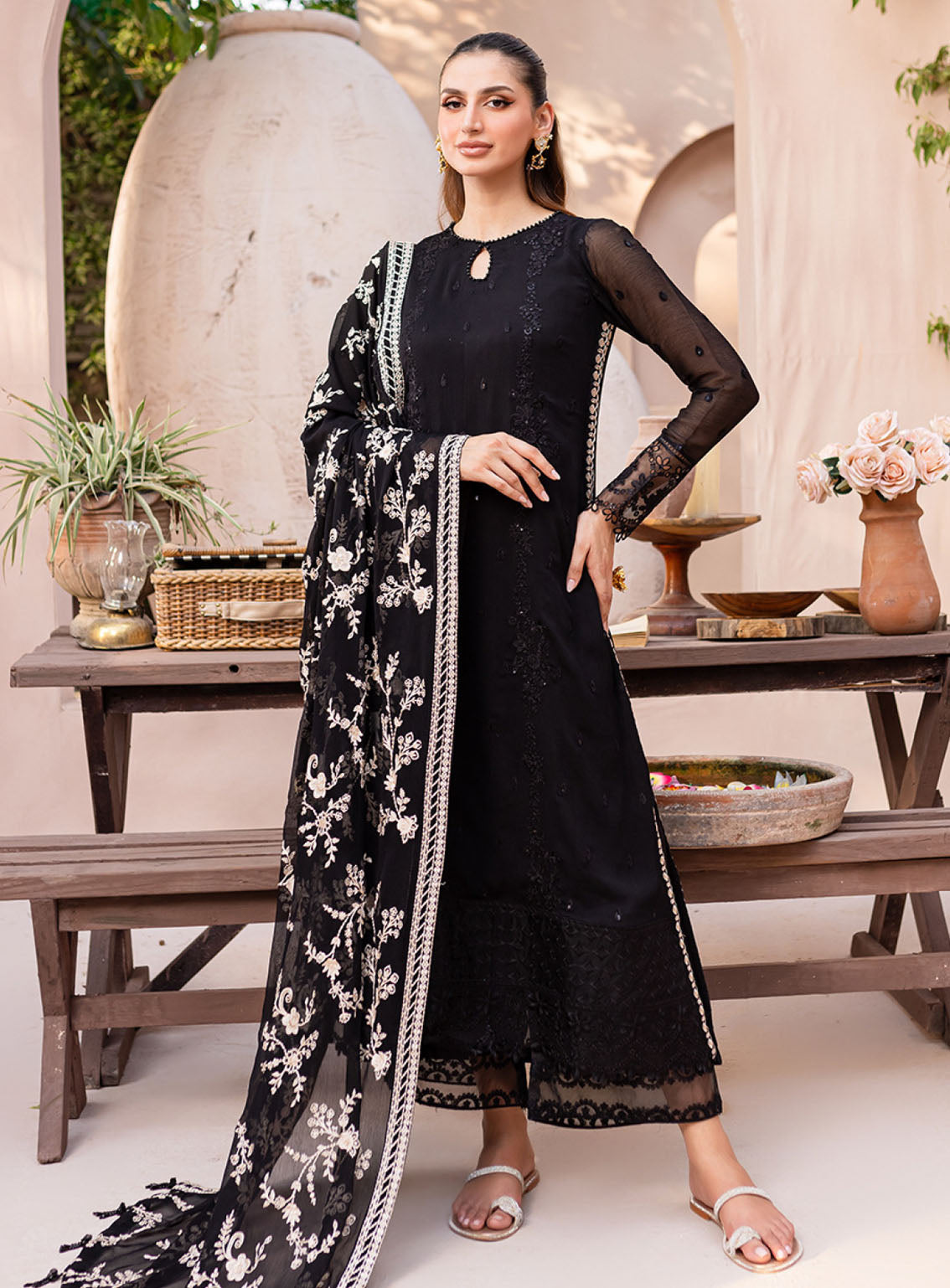 Ensembles By Azure Embroidered Chiffon Suits Unstitched 3 Piece - AZU24ESF SBES-070 STARRY BLISS Ensembles By Azure Embroidered Chiffon Suits Unstitched 3 Piece - AZU24ESF SBES-070 STARRY BLISS