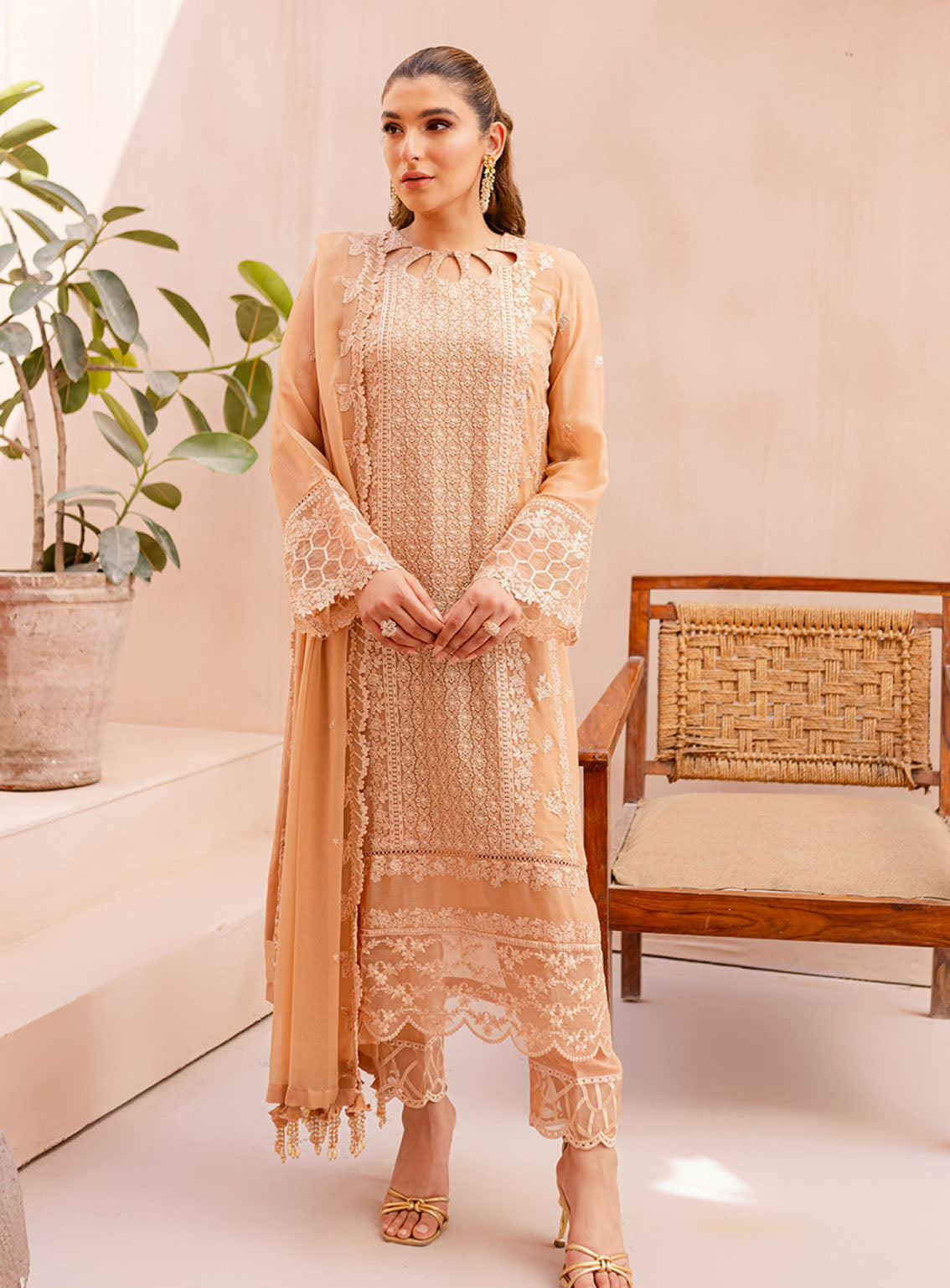 Ensembles By Azure Embroidered Chiffon Suits Unstitched 3 Piece - AZU24ESF SLES-067 SUNLIT Ensembles By Azure Embroidered Chiffon Suits Unstitched 3 Piece - AZU24ESF SLES-067 SUNLIT