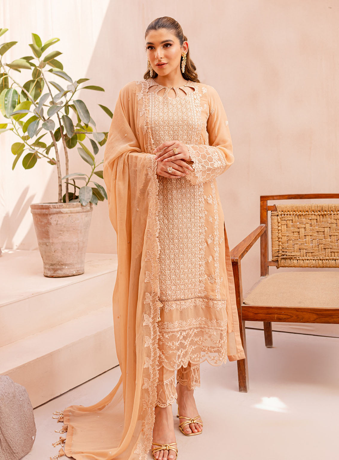 Ensembles By Azure Embroidered Chiffon Suits Unstitched 3 Piece - AZU24ESF SLES-067 SUNLIT Ensembles By Azure Embroidered Chiffon Suits Unstitched 3 Piece - AZU24ESF SLES-067 SUNLIT