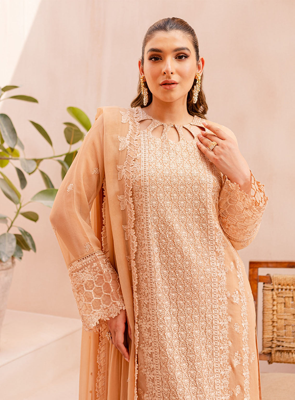 Ensembles By Azure Embroidered Chiffon Suits Unstitched 3 Piece - AZU24ESF SLES-067 SUNLIT Ensembles By Azure Embroidered Chiffon Suits Unstitched 3 Piece - AZU24ESF SLES-067 SUNLIT