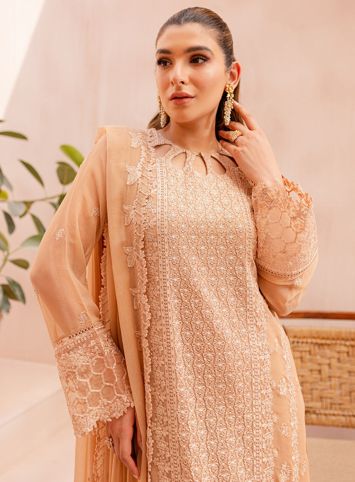 Ensembles By Azure Embroidered Chiffon Suits Unstitched 3 Piece - AZU24ESF SLES-067 SUNLIT Ensembles By Azure Embroidered Chiffon Suits Unstitched 3 Piece - AZU24ESF SLES-067 SUNLIT