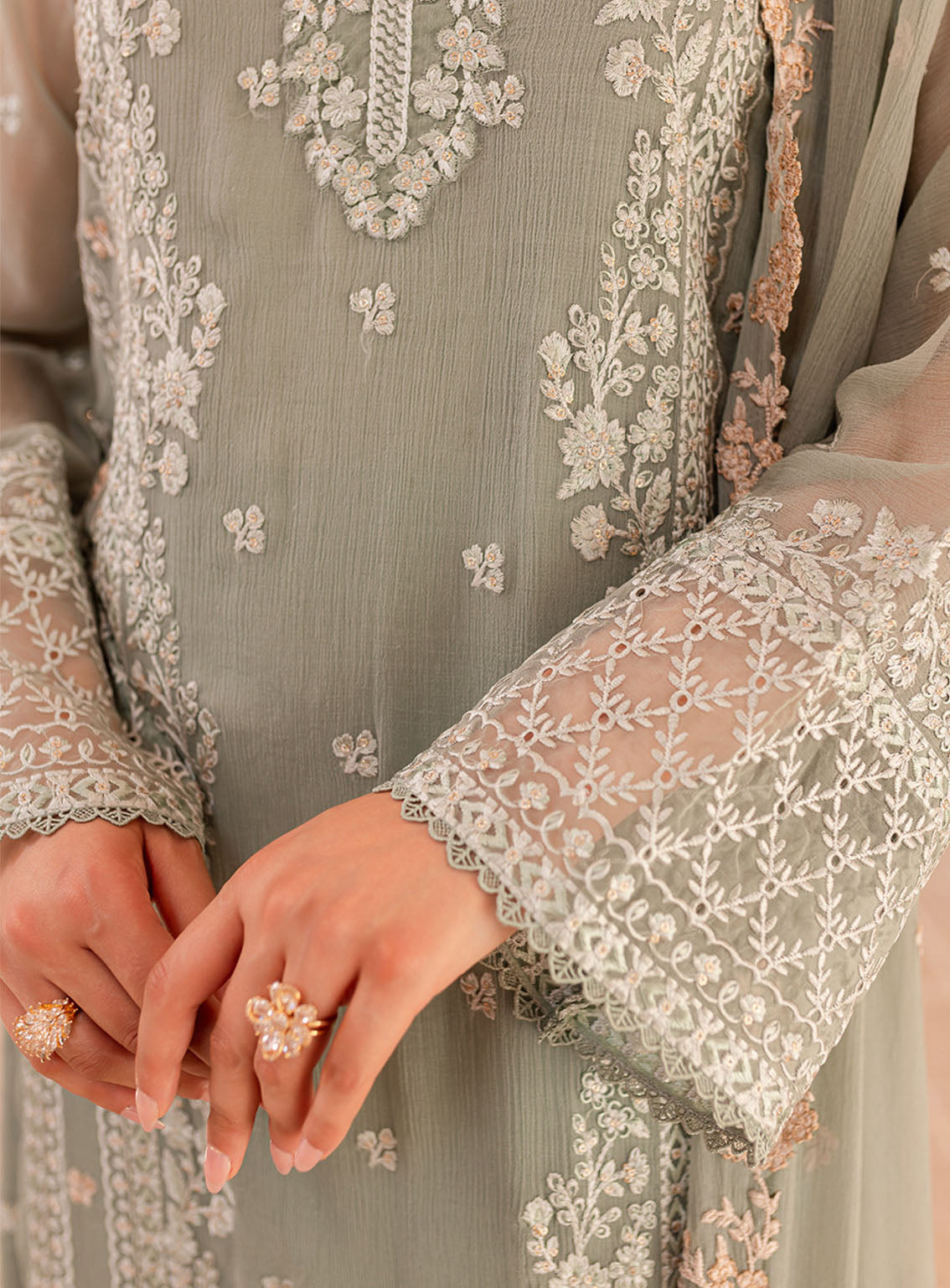 Ensembles By Azure Embroidered Chiffon Suits Unstitched 3 Piece - AZU24ESF SSES-069 SAGE SERENITY Ensembles By Azure Embroidered Chiffon Suits Unstitched 3 Piece - AZU24ESF SSES-069 SAGE SERENITY