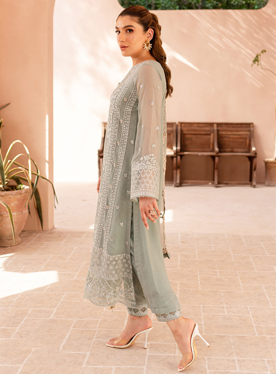 Ensembles By Azure Embroidered Chiffon Suits Unstitched 3 Piece - AZU24ESF SSES-069 SAGE SERENITY Ensembles By Azure Embroidered Chiffon Suits Unstitched 3 Piece - AZU24ESF SSES-069 SAGE SERENITY
