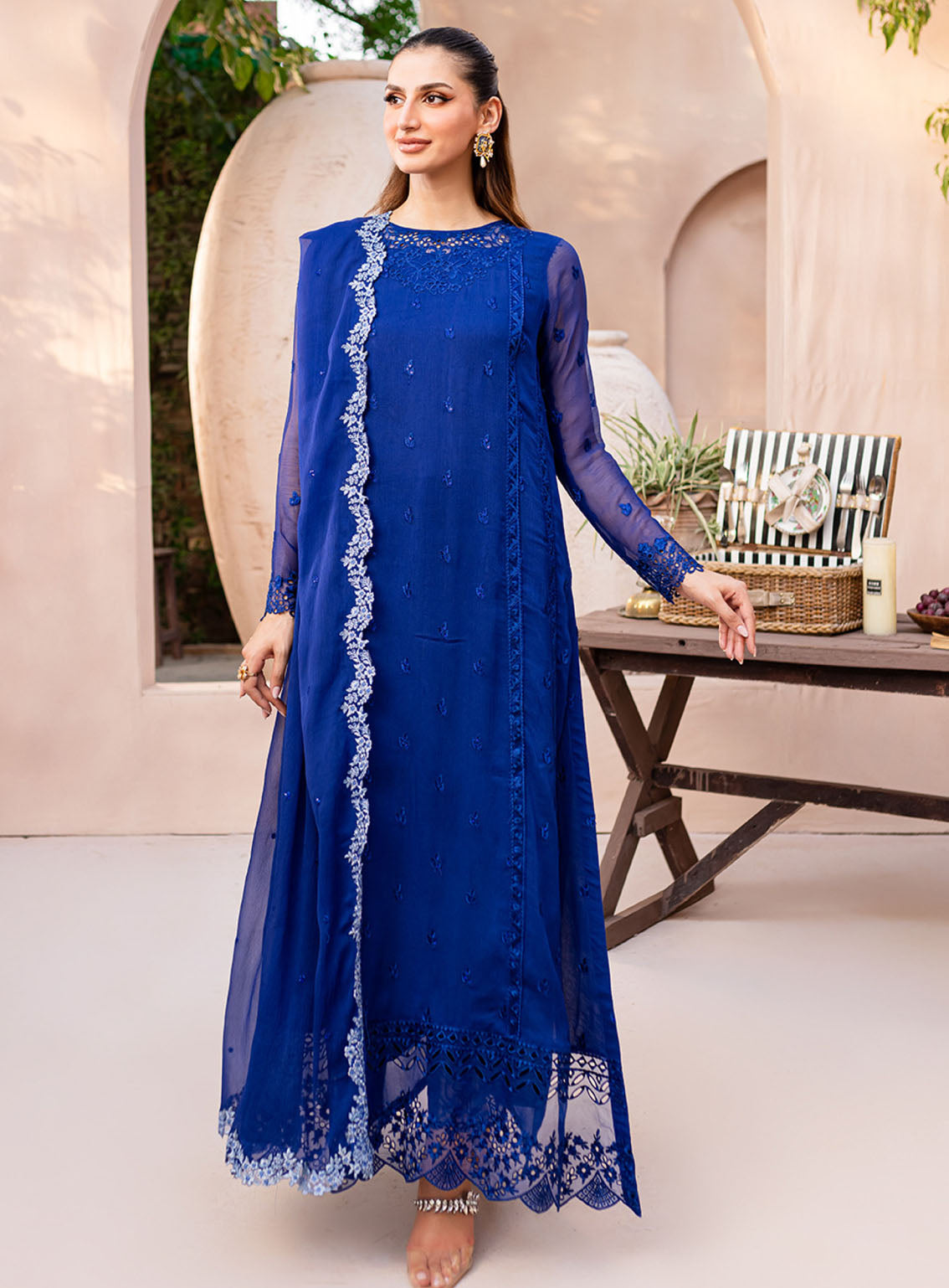 Ensembles By Azure Embroidered Chiffon Suits Unstitched 3 Piece - AZU24ESF SSES-071 SAPPHIRE SYMPHONY Ensembles By Azure Embroidered Chiffon Suits Unstitched 3 Piece - AZU24ESF SSES-071 SAPPHIRE SYMPHONY
