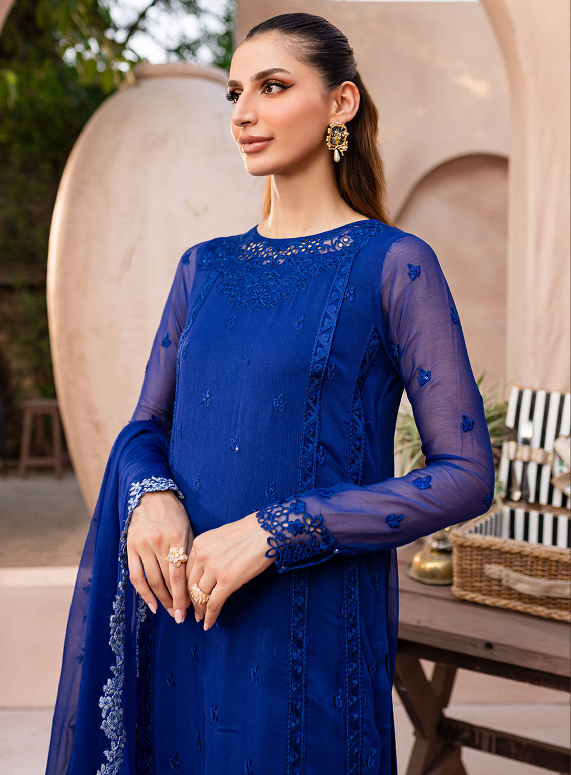 Ensembles By Azure Embroidered Chiffon Suits Unstitched 3 Piece - AZU24ESF SSES-071 SAPPHIRE SYMPHONY Ensembles By Azure Embroidered Chiffon Suits Unstitched 3 Piece - AZU24ESF SSES-071 SAPPHIRE SYMPHONY