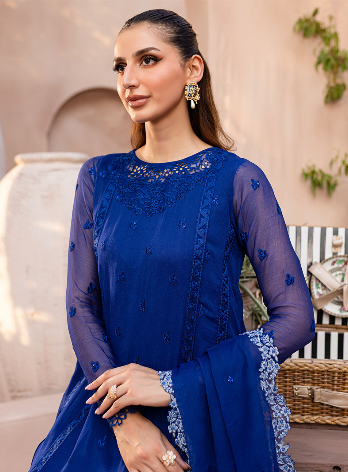 Ensembles By Azure Embroidered Chiffon Suits Unstitched 3 Piece - AZU24ESF SSES-071 SAPPHIRE SYMPHONY Ensembles By Azure Embroidered Chiffon Suits Unstitched 3 Piece - AZU24ESF SSES-071 SAPPHIRE SYMPHONY