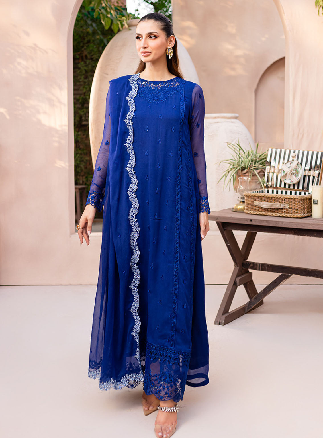 Ensembles By Azure Embroidered Chiffon Suits Unstitched 3 Piece - AZU24ESF SSES-071 SAPPHIRE SYMPHONY Ensembles By Azure Embroidered Chiffon Suits Unstitched 3 Piece - AZU24ESF SSES-071 SAPPHIRE SYMPHONY