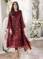 Ensembles By Azure Embroidered Jacquard Lawn Suits Unstitched 3 Piece - AZU24EJL IMPERIAL WINE