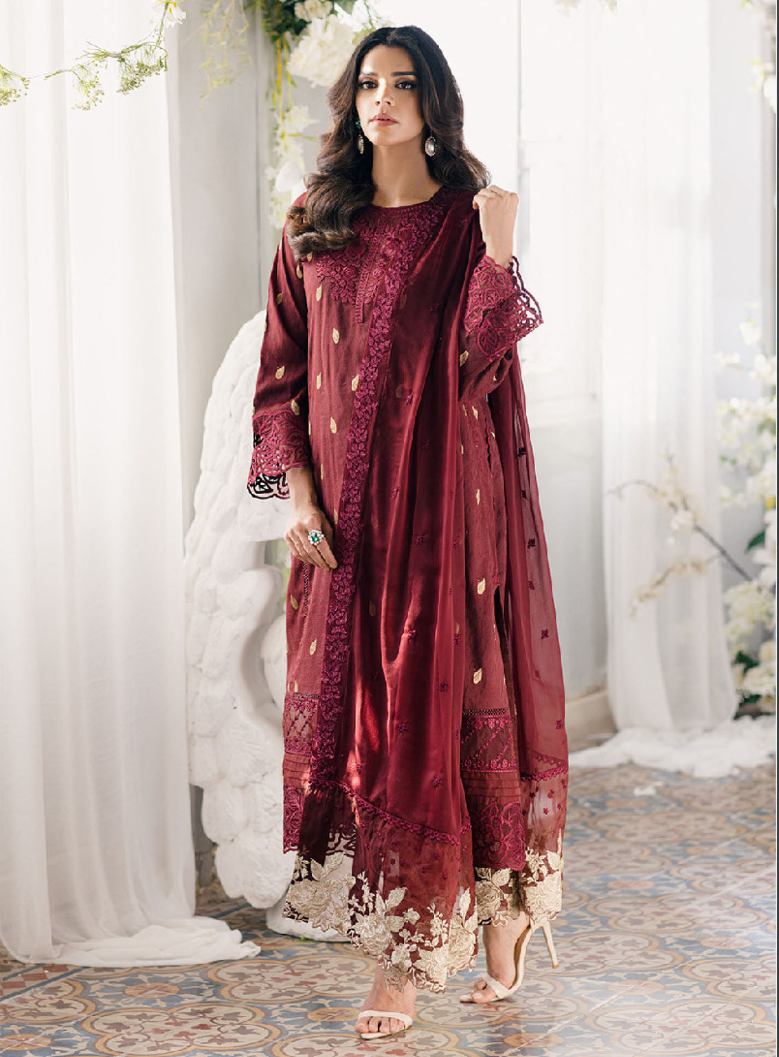 Ensembles By Azure Embroidered Jacquard Lawn Suits Unstitched 3 Piece - AZU24EJL IMPERIAL WINE Ensembles By Azure Embroidered Jacquard Lawn Suits Unstitched 3 Piece - AZU24EJL IMPERIAL WINE