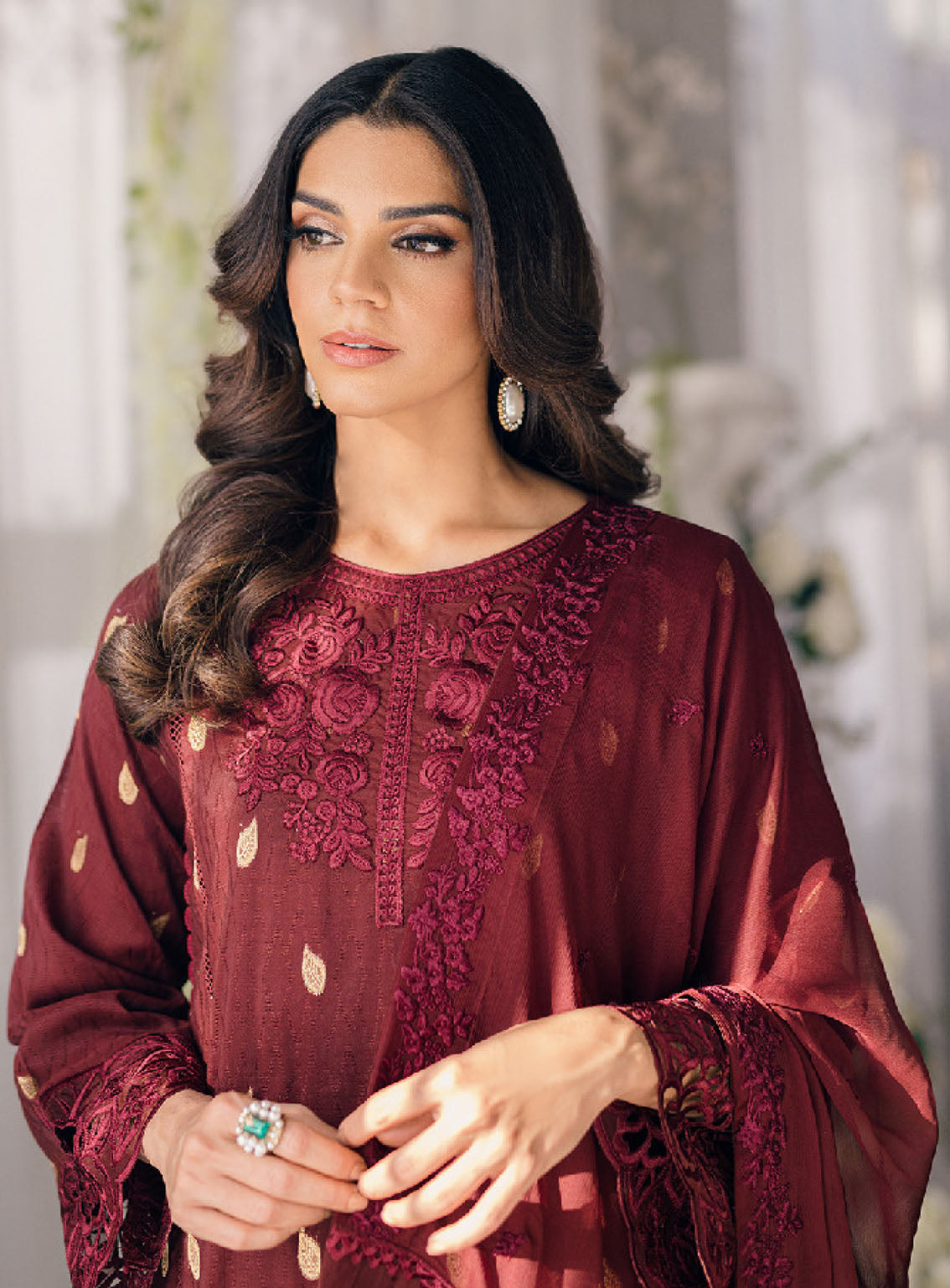 Ensembles By Azure Embroidered Jacquard Lawn Suits Unstitched 3 Piece - AZU24EJL IMPERIAL WINE Ensembles By Azure Embroidered Jacquard Lawn Suits Unstitched 3 Piece - AZU24EJL IMPERIAL WINE