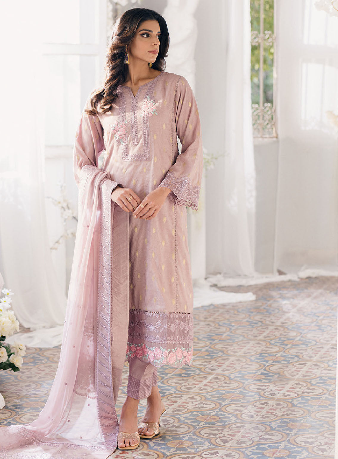 Ensembles By Azure Embroidered Jacquard Lawn Suits Unstitched 3 Piece - AZU24EJL VINTAGE MAUVE Ensembles By Azure Embroidered Jacquard Lawn Suits Unstitched 3 Piece - AZU24EJL VINTAGE MAUVE