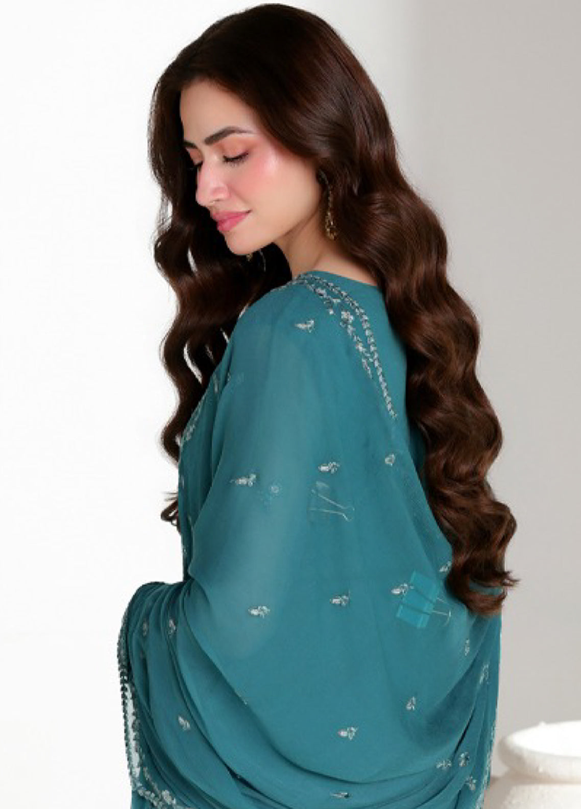 Ensembles By Azure Festive Embroidered Chiffon 3 Piece Unstitched Suit AZU26EF D-02 TEAL AFFAIR Ensembles By Azure Festive Embroidered Chiffon 3 Piece Unstitched Suit AZU26EF D-02 TEAL AFFAIR