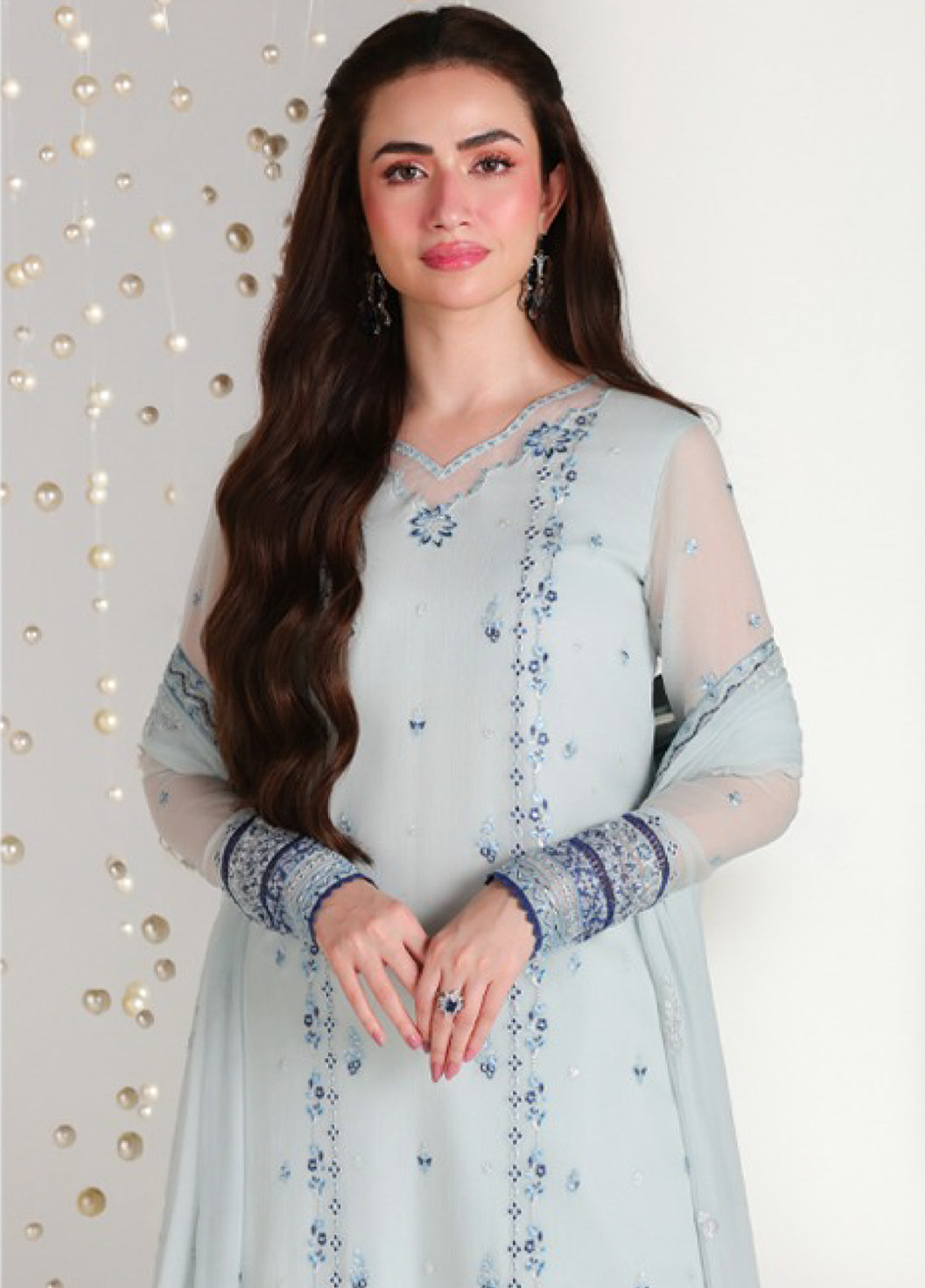 Ensembles By Azure Festive Embroidered Chiffon 3 Piece Unstitched Suit AZU26EF D-04 AQUARIA Ensembles By Azure Festive Embroidered Chiffon 3 Piece Unstitched Suit AZU26EF D-04 AQUARIA