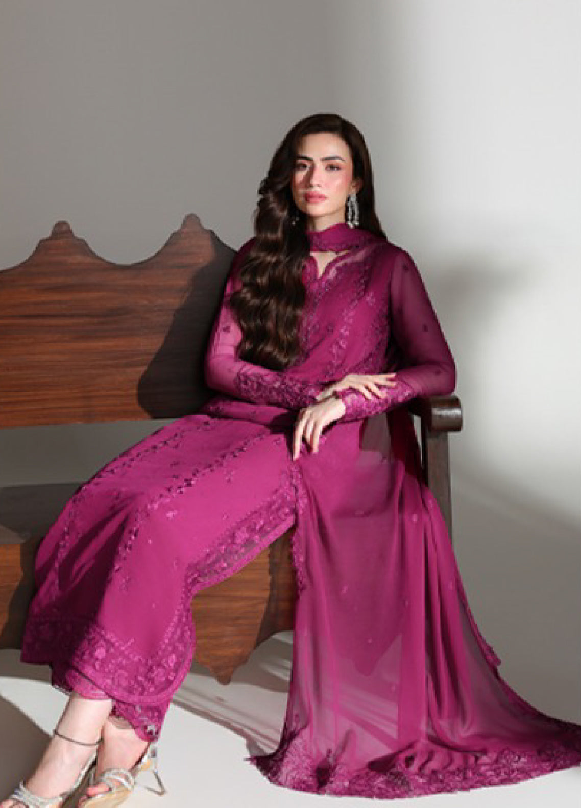 Ensembles By Azure Festive Embroidered Chiffon 3 Piece Unstitched Suit AZU26EF D-06 ZINNIA Ensembles By Azure Festive Embroidered Chiffon 3 Piece Unstitched Suit AZU26EF D-06 ZINNIA