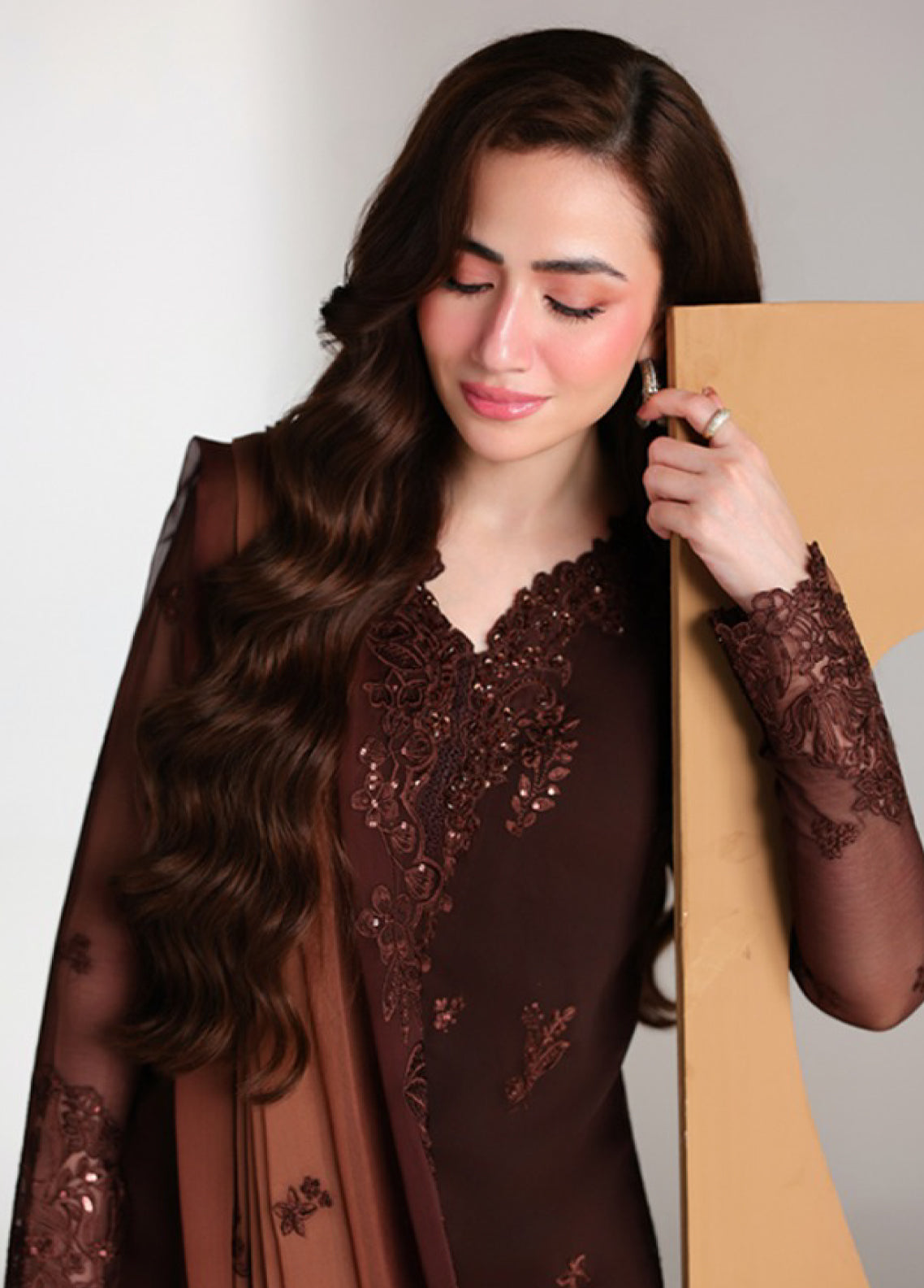 Ensembles By Azure Festive Embroidered Chiffon 3 Piece Unstitched Suit AZU26EF D-07 MAISON MOCHA Ensembles By Azure Festive Embroidered Chiffon 3 Piece Unstitched Suit AZU26EF D-07 MAISON MOCHA