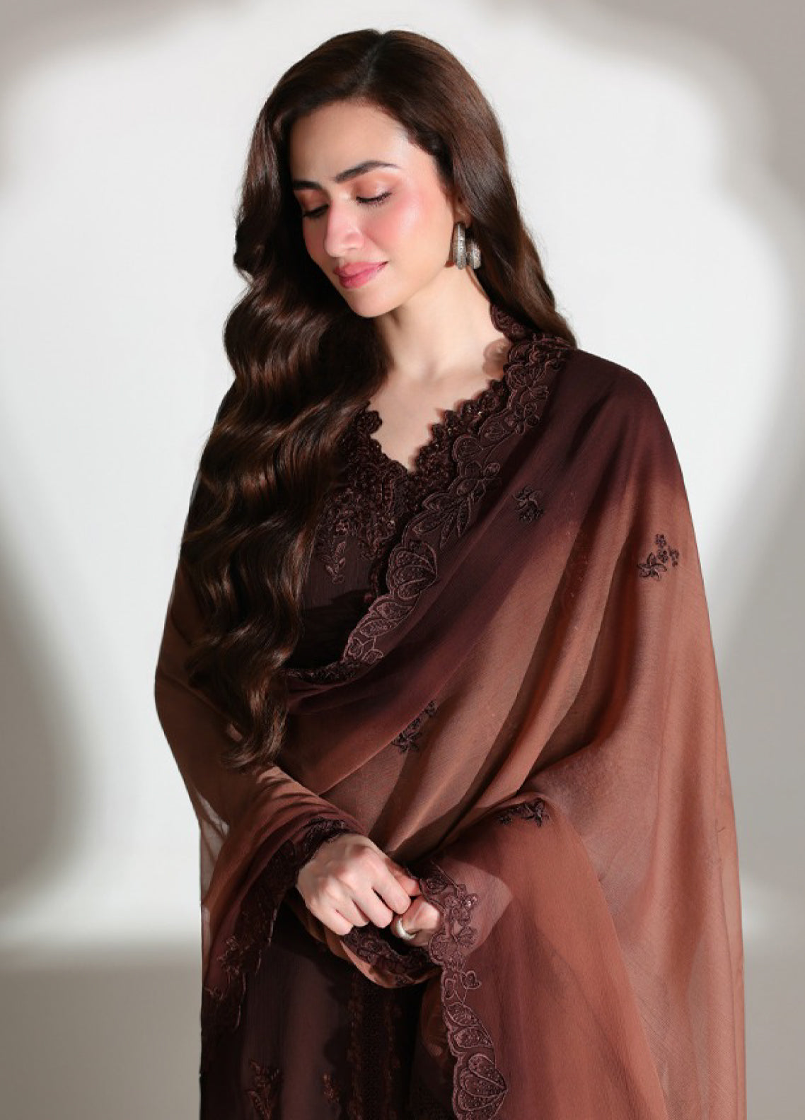 Ensembles By Azure Festive Embroidered Chiffon 3 Piece Unstitched Suit AZU26EF D-07 MAISON MOCHA Ensembles By Azure Festive Embroidered Chiffon 3 Piece Unstitched Suit AZU26EF D-07 MAISON MOCHA