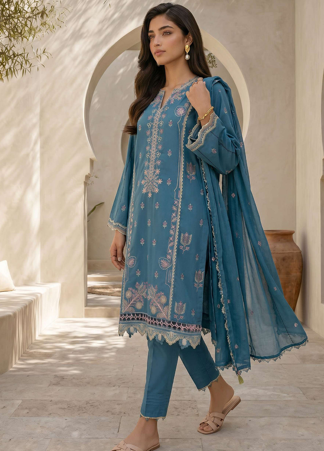 Essentail By Zellbury Embroidered Lawn 3 Piece Unstitched Suit WUS26E30905 Essentail By Zellbury Embroidered Lawn 3 Piece Unstitched Suit WUS26E30905