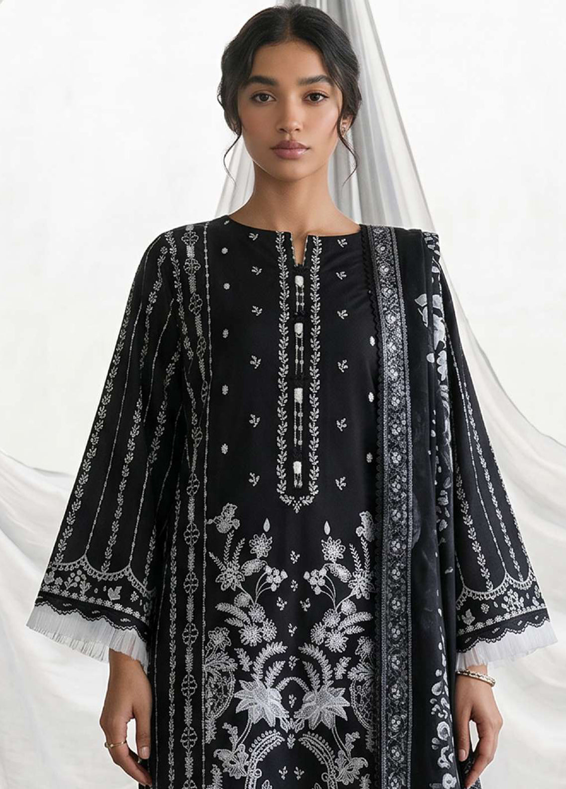 Essentail By Zellbury Embroidered Lawn 3 Piece Unstitched Suit WUS26E31166 Essentail By Zellbury Embroidered Lawn 3 Piece Unstitched Suit WUS26E31166