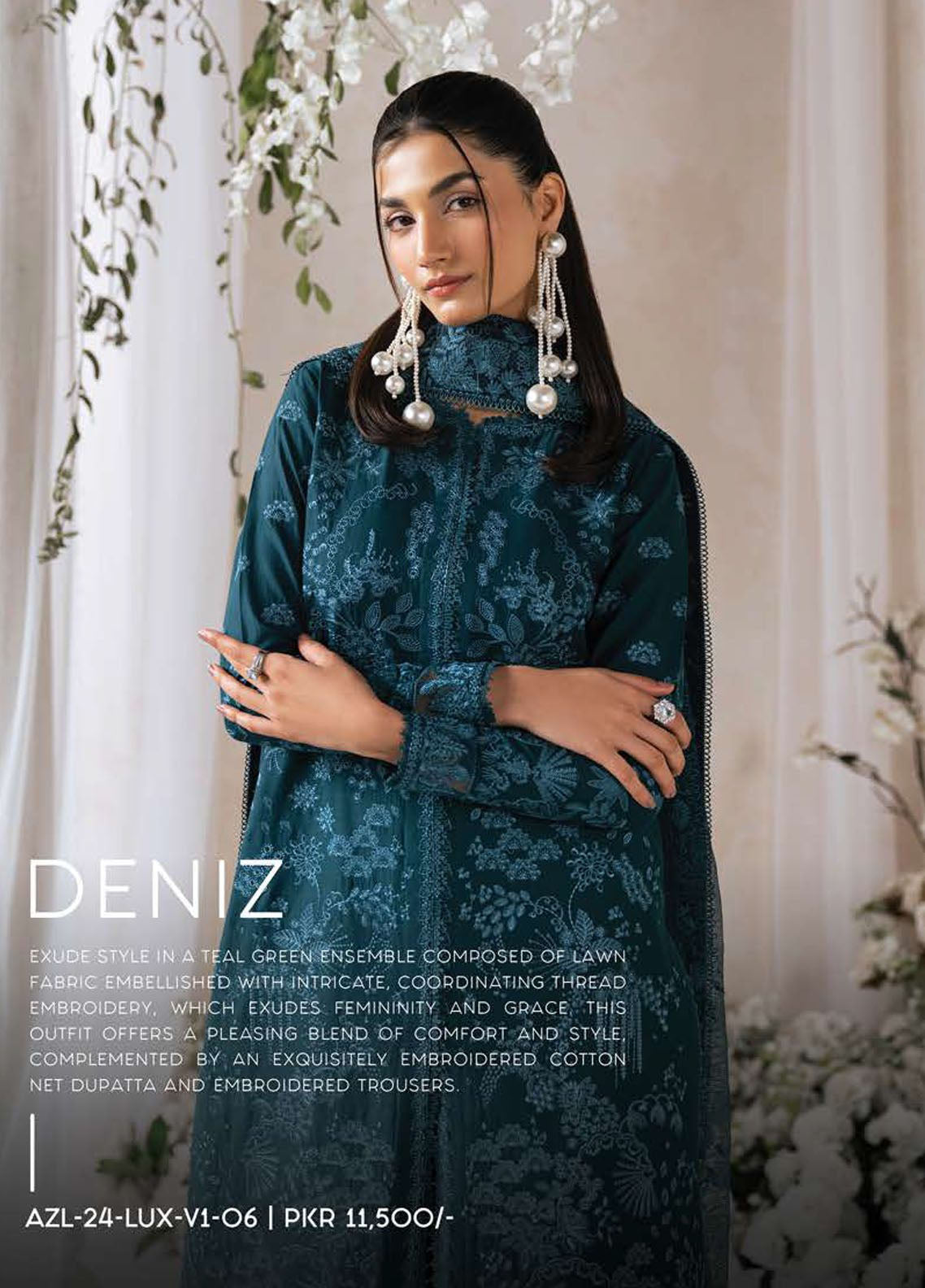 Eudora By Ayzel Embroidered Lawn Unstitched 3 Piece Suit - ABA24EL 06 DENIZ Eudora By Ayzel Embroidered Lawn Unstitched 3 Piece Suit - ABA24EL 06 DENIZ