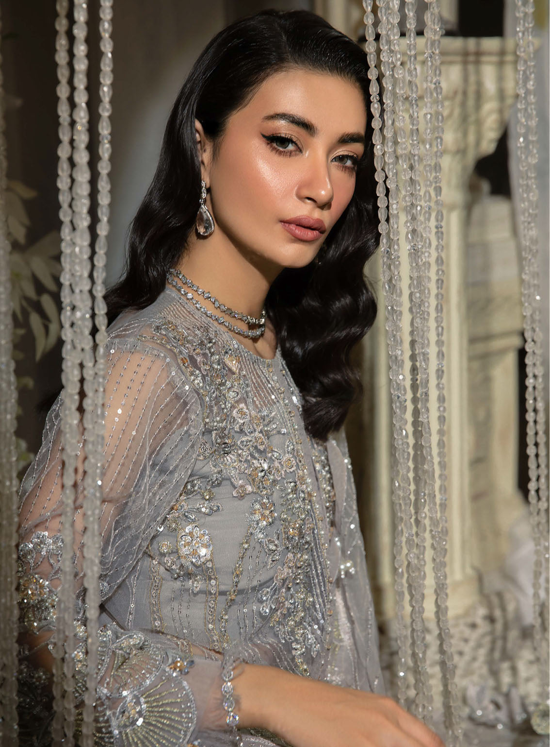 Evara By Elaf Embroidered Net Suits Unstitched 3 Piece - EL24EV EFE-04 DOVE Evara By Elaf Embroidered Net Suits Unstitched 3 Piece - EL24EV EFE-04 DOVE