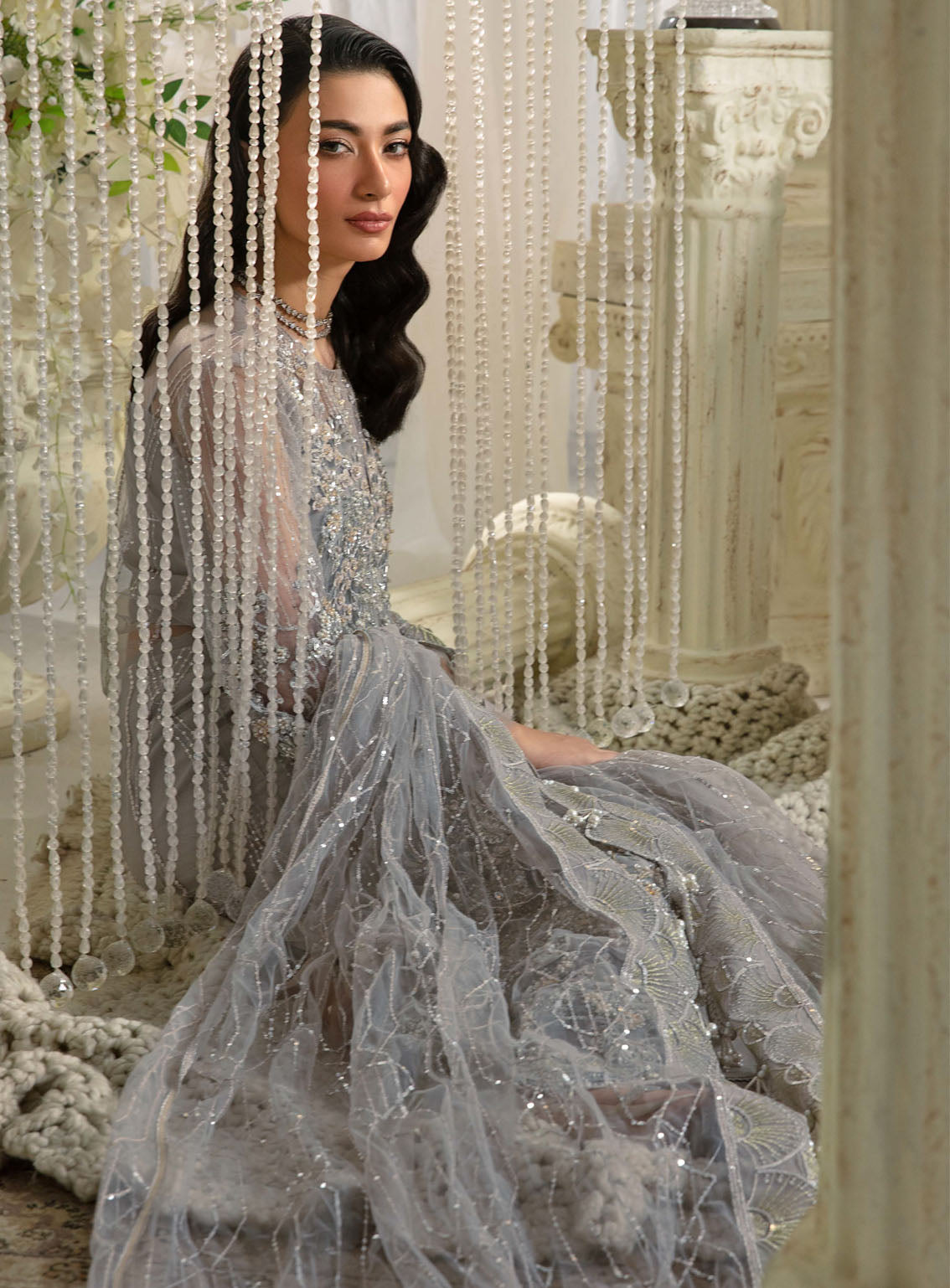 Evara By Elaf Embroidered Net Suits Unstitched 3 Piece - EL24EV EFE-04 DOVE Evara By Elaf Embroidered Net Suits Unstitched 3 Piece - EL24EV EFE-04 DOVE