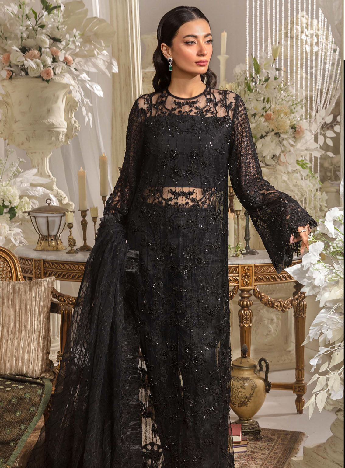 Evara By Elaf Embroidered Net Suits Unstitched 3 Piece - EL24EV EFE-05 MAJESTY Evara By Elaf Embroidered Net Suits Unstitched 3 Piece - EL24EV EFE-05 MAJESTY