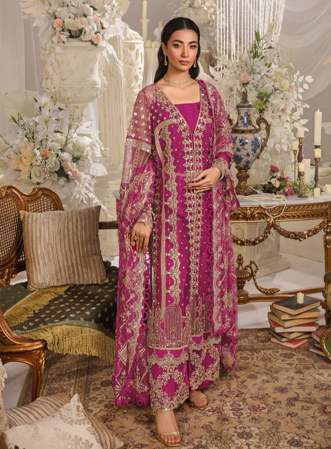 Evara By Elaf Embroidered Net Suits Unstitched 3 Piece - EL24EV EFE-07 REGALIA Evara By Elaf Embroidered Net Suits Unstitched 3 Piece - EL24EV EFE-07 REGALIA