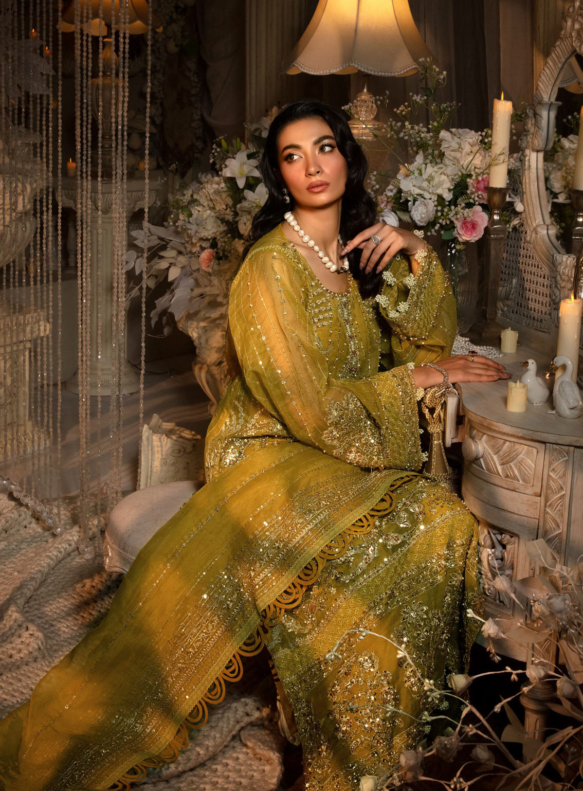 Evara By Elaf Embroidered Organza Suits Unstitched 3 Piece - EL24EV EFE-03 SUNLIT Evara By Elaf Embroidered Organza Suits Unstitched 3 Piece - EL24EV EFE-03 SUNLIT