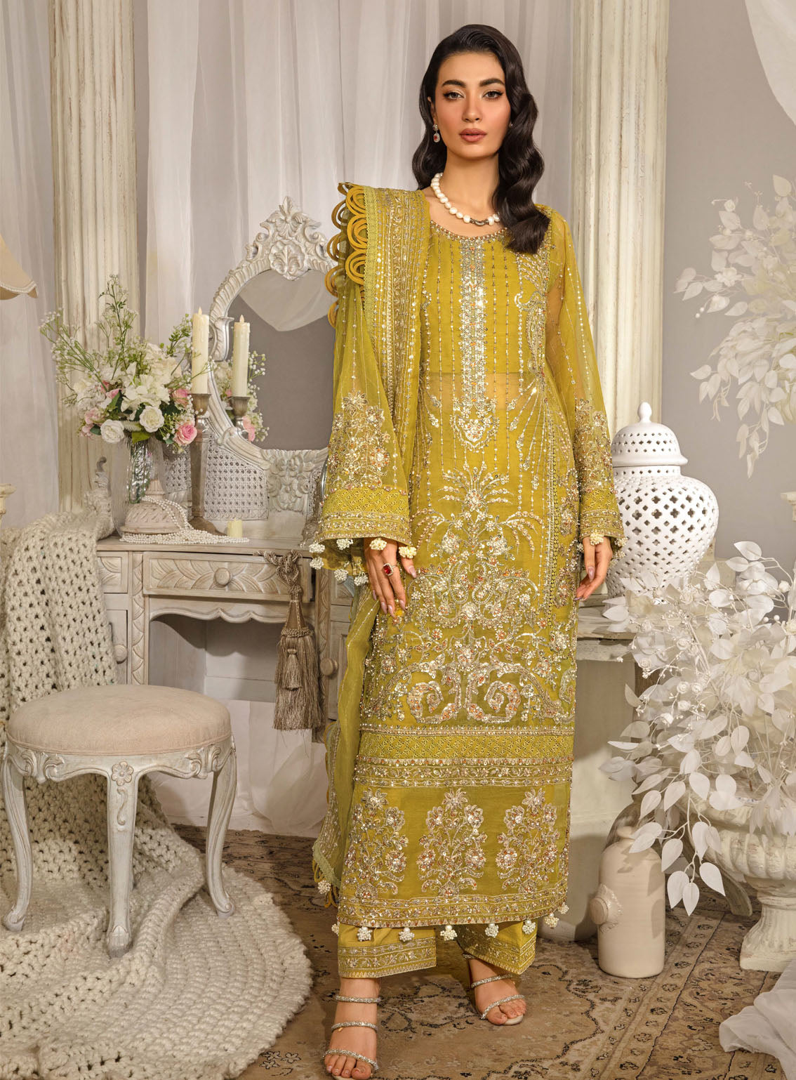 Evara By Elaf Embroidered Organza Suits Unstitched 3 Piece - EL24EV EFE-03 SUNLIT Evara By Elaf Embroidered Organza Suits Unstitched 3 Piece - EL24EV EFE-03 SUNLIT