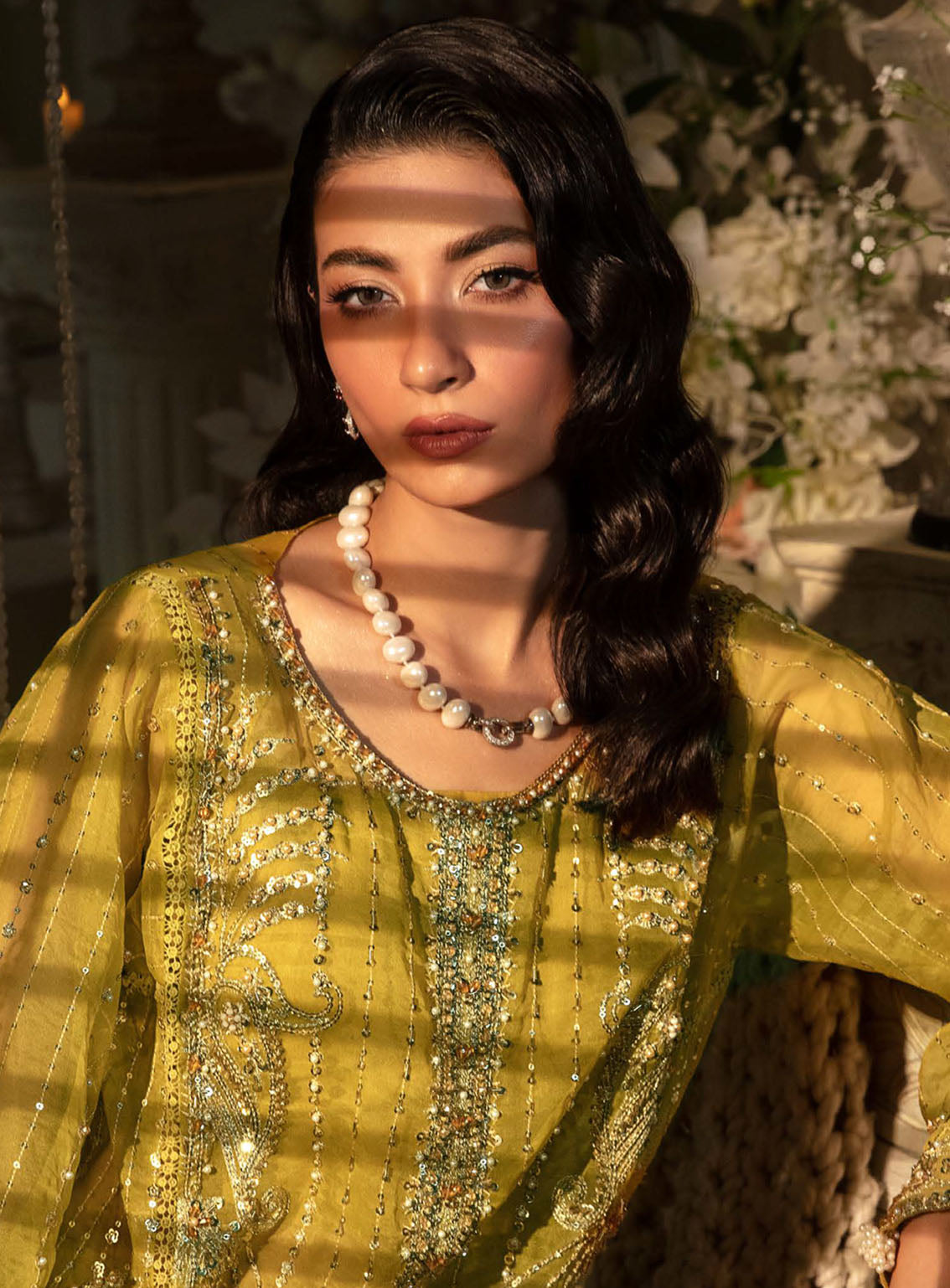 Evara By Elaf Embroidered Organza Suits Unstitched 3 Piece - EL24EV EFE-03 SUNLIT Evara By Elaf Embroidered Organza Suits Unstitched 3 Piece - EL24EV EFE-03 SUNLIT