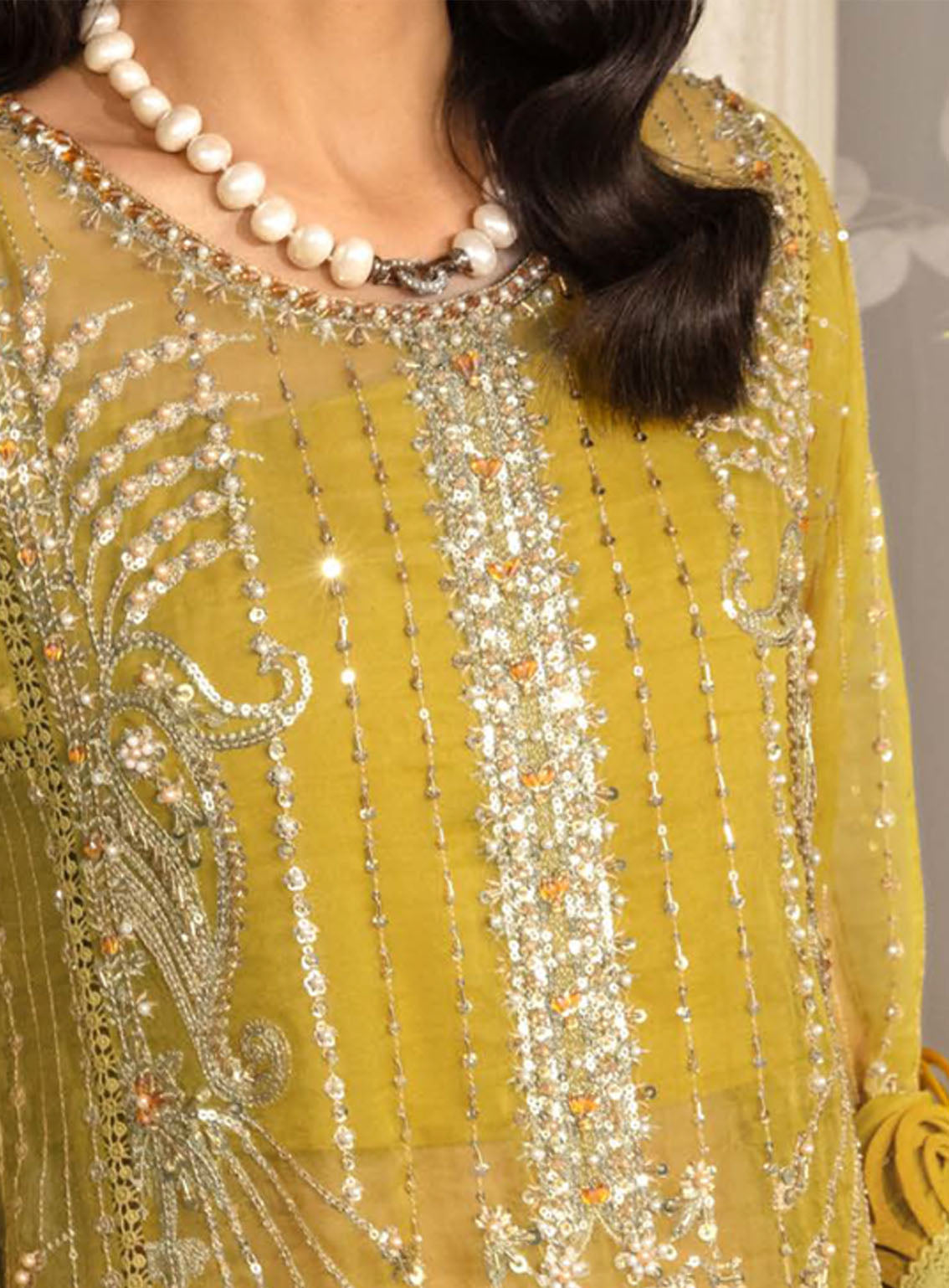 Evara By Elaf Embroidered Organza Suits Unstitched 3 Piece - EL24EV EFE-03 SUNLIT Evara By Elaf Embroidered Organza Suits Unstitched 3 Piece - EL24EV EFE-03 SUNLIT