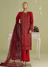 Falsafaa By HZ Textiles Formals Embroidered Organza 3 Piece Stitched Suit HZ26FFEV8 D-235-PNK