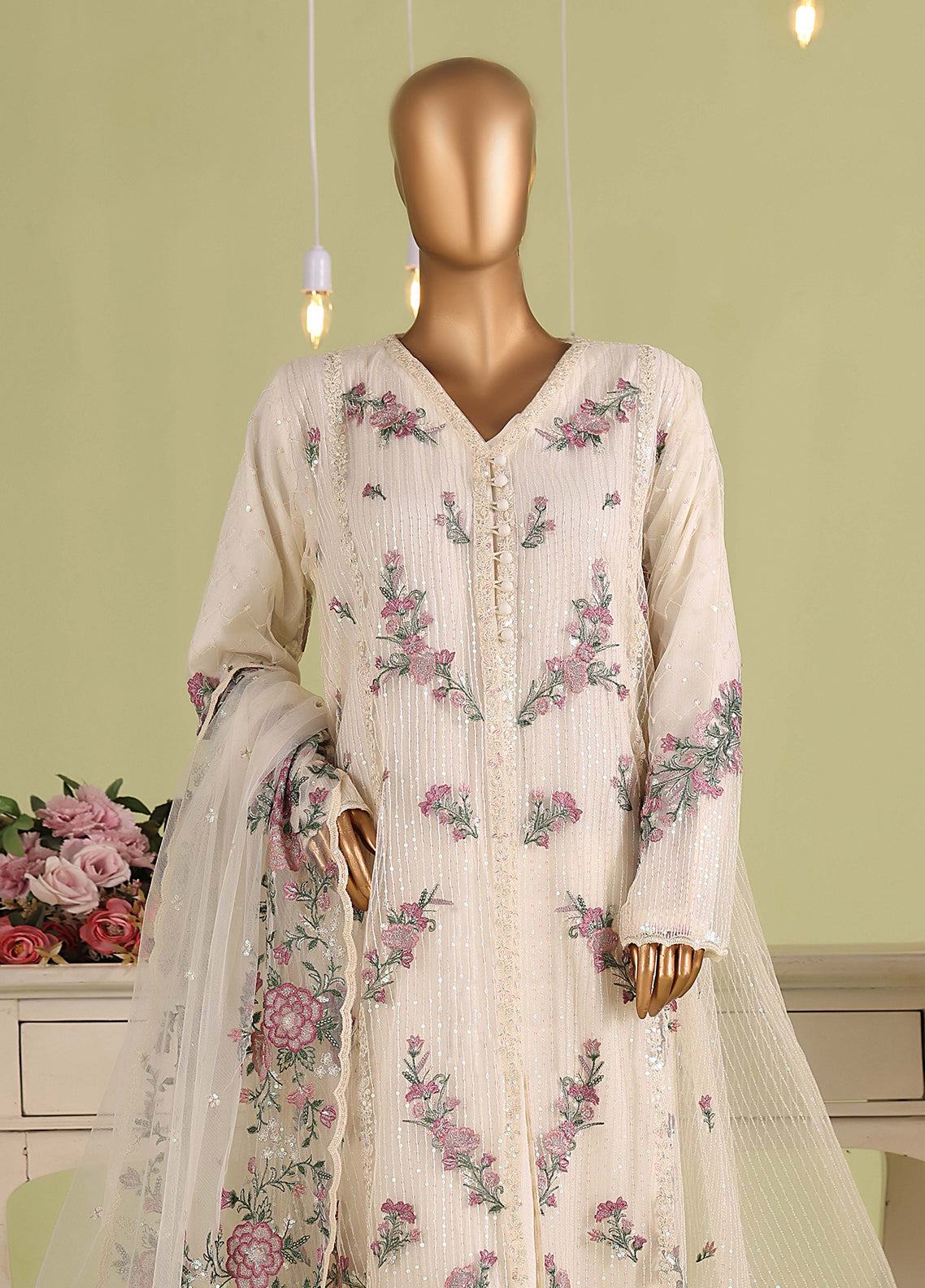 Falsafaa By HZ Textiles Formals Embroidered Organza 3 Piece Stitched Suit HZ26FFEV8 D-237-CRM Falsafaa By HZ Textiles Formals Embroidered Organza 3 Piece Stitched Suit HZ26FFEV8 D-237-CRM