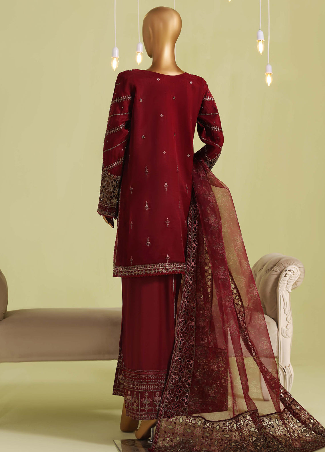 Falsafaa By HZ Textiles Formals Embroidered Organza 3 Piece Stitched Suit HZ26FFEV8 D-238-MRN Falsafaa By HZ Textiles Formals Embroidered Organza 3 Piece Stitched Suit HZ26FFEV8 D-238-MRN