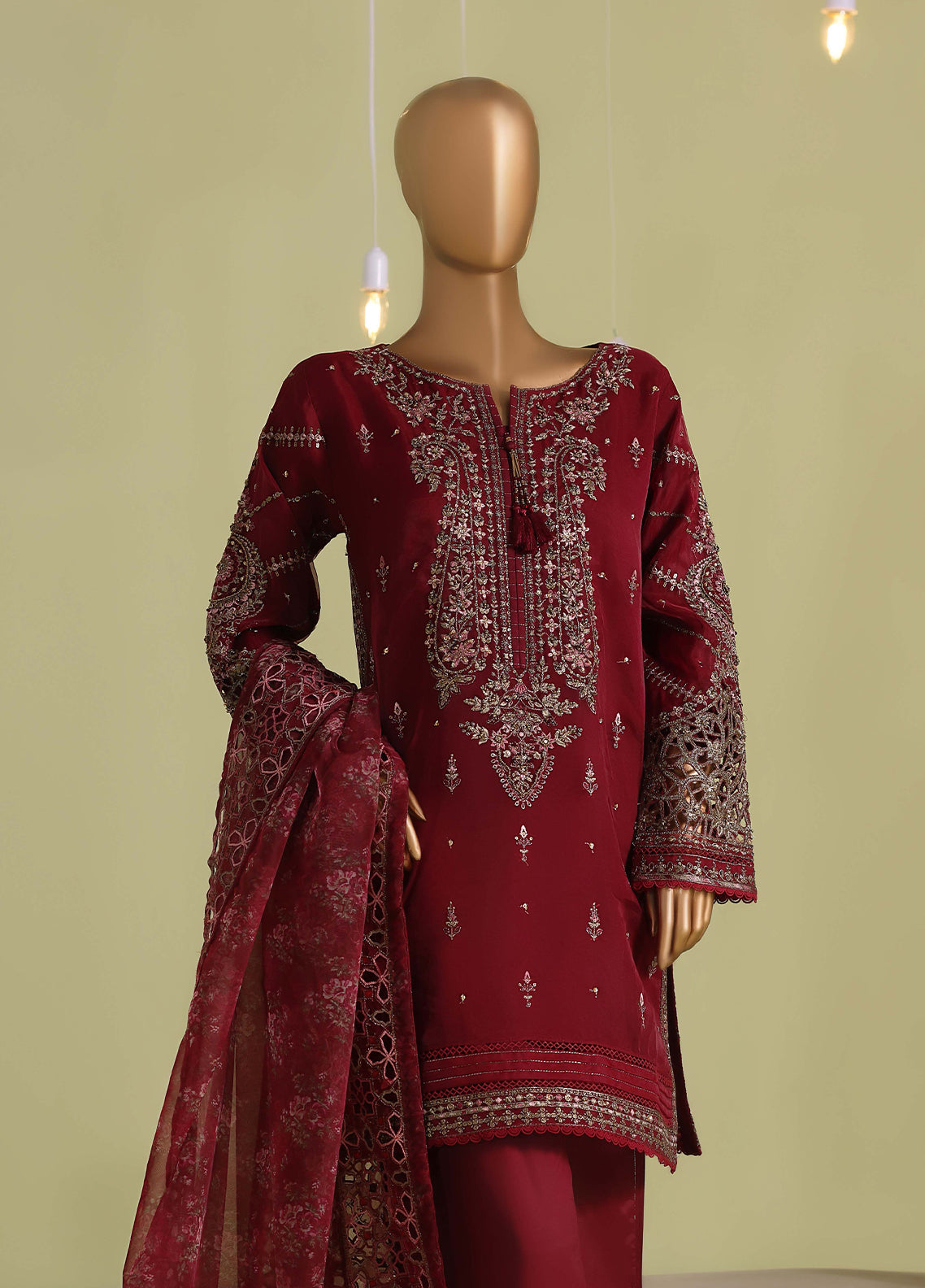 Falsafaa By HZ Textiles Formals Embroidered Organza 3 Piece Stitched Suit HZ26FFEV8 D-238-MRN Falsafaa By HZ Textiles Formals Embroidered Organza 3 Piece Stitched Suit HZ26FFEV8 D-238-MRN