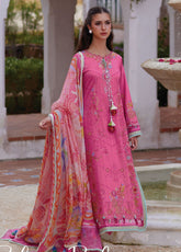 Farah Talib Aziz Luxury Embroidered Lawn 3 Piece Unstitched Suit FTA26LL D-05 PALMIRA PINK