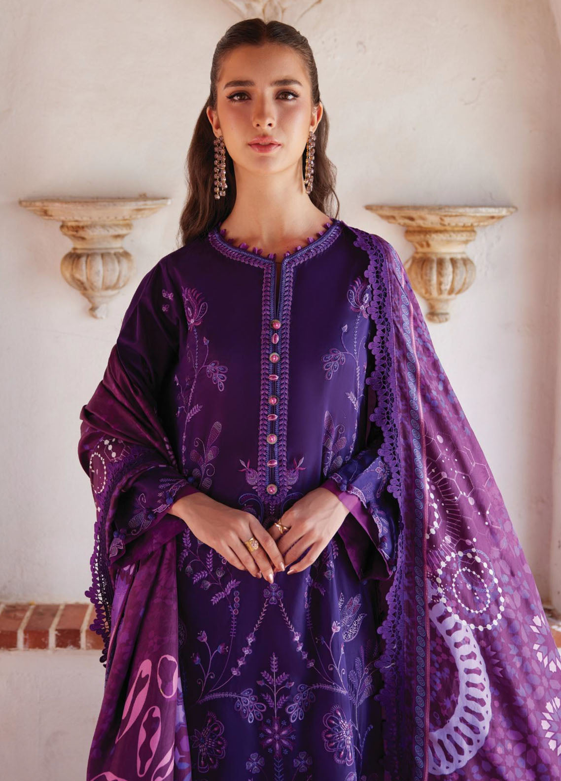 Farah Talib Aziz Luxury Embroidered Lawn 3 Piece Unstitched Suit FTA26LL D-06 VICENTA VIOLET Farah Talib Aziz Luxury Embroidered Lawn 3 Piece Unstitched Suit FTA26LL D-06 VICENTA VIOLET