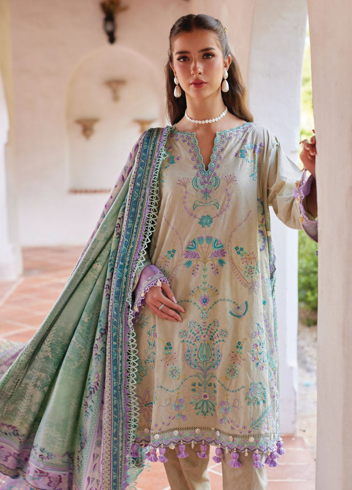 Farah Talib Aziz Luxury Embroidered Lawn 3 Piece Unstitched Suit FTA26LL D-07 VALERIA OLIVE Farah Talib Aziz Luxury Embroidered Lawn 3 Piece Unstitched Suit FTA26LL D-07 VALERIA OLIVE