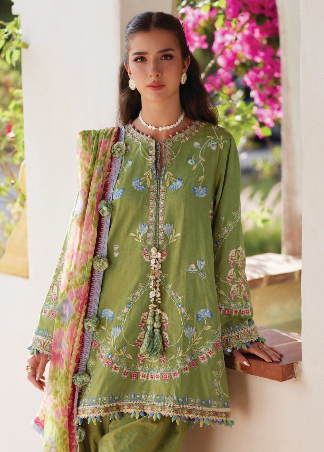 Farah Talib Aziz Luxury Embroidered Lawn 3 Piece Unstitched Suit FTA26LL D-09 CARMEN KIWI Farah Talib Aziz Luxury Embroidered Lawn 3 Piece Unstitched Suit FTA26LL D-09 CARMEN KIWI