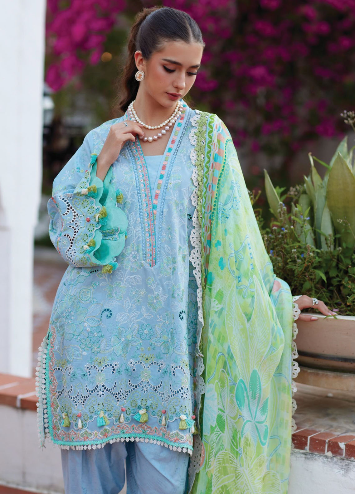 Farah Talib Aziz Luxury Embroidered Lawn 3 Piece Unstitched Suit FTA26LL D-10 SIENNA SKY BLUE Farah Talib Aziz Luxury Embroidered Lawn 3 Piece Unstitched Suit FTA26LL D-10 SIENNA SKY BLUE