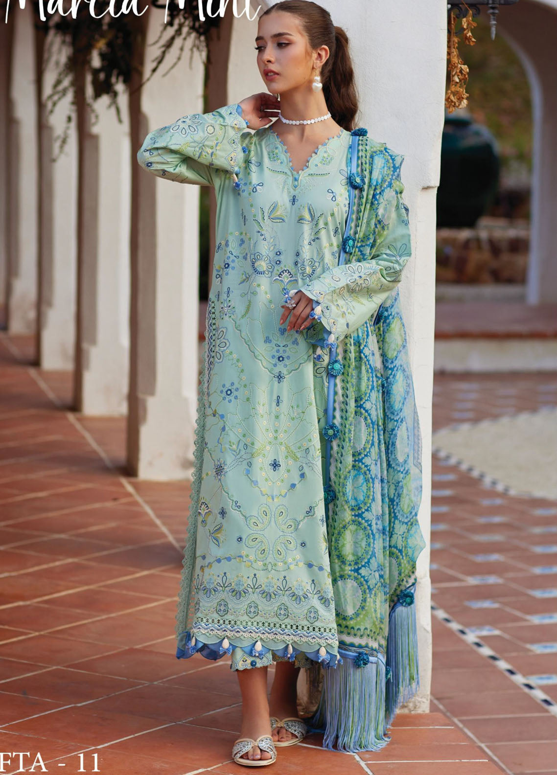 Farah Talib Aziz Luxury Embroidered Lawn 3 Piece Unstitched Suit FTA26LL D-11 MARCIA MINT Farah Talib Aziz Luxury Embroidered Lawn 3 Piece Unstitched Suit FTA26LL D-11 MARCIA MINT