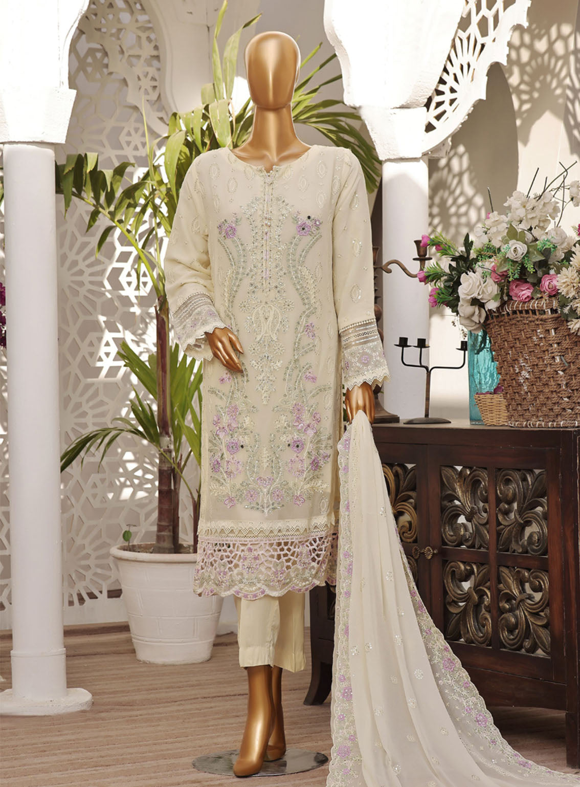 Fasaane By HZ Textile Embroidered Chiffon Suits Stitched 3 Piece - HZ24FC HZK-164 LEMON Fasaane By HZ Textile Embroidered Chiffon Suits Stitched 3 Piece - HZ24FC HZK-164 LEMON