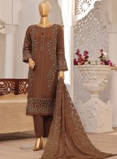Fasaane By HZ Textile Embroidered Chiffon Suits Stitched 3 Piece - HZ24FC HZK-165 BROWN