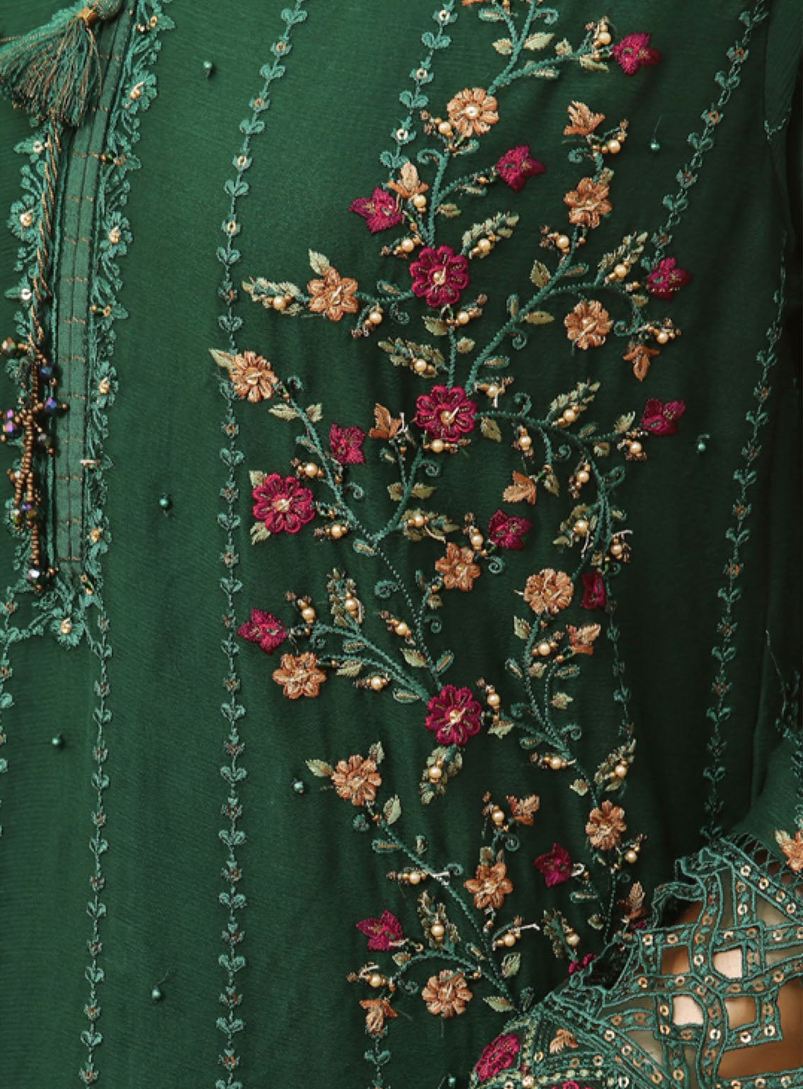 Fasaane By HZ Textile Embroidered Chiffon Suits Stitched 3 Piece - HZ24FC HZK-165 GREEN Fasaane By HZ Textile Embroidered Chiffon Suits Stitched 3 Piece - HZ24FC HZK-165 GREEN
