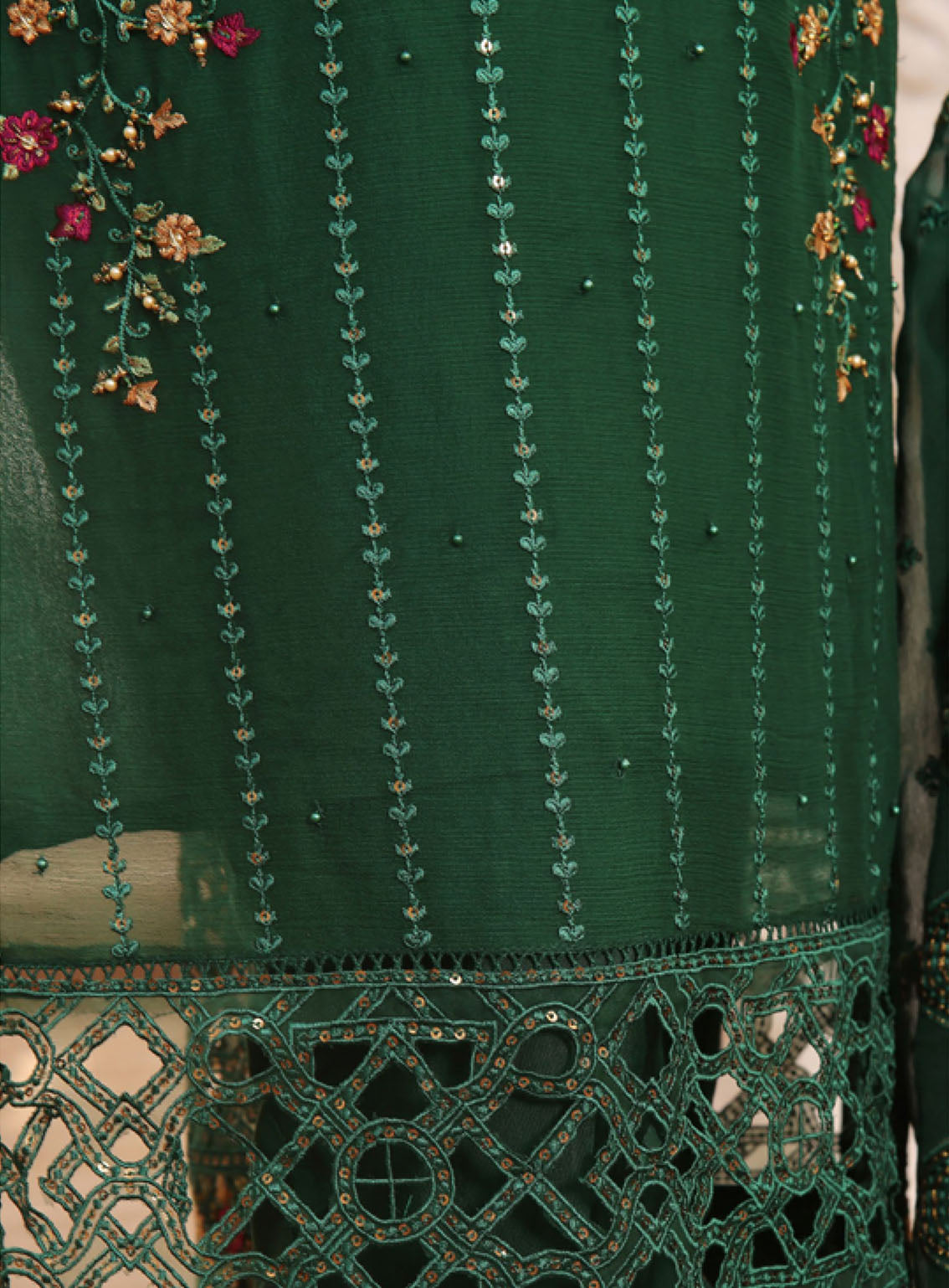 Fasaane By HZ Textile Embroidered Chiffon Suits Stitched 3 Piece - HZ24FC HZK-165 GREEN Fasaane By HZ Textile Embroidered Chiffon Suits Stitched 3 Piece - HZ24FC HZK-165 GREEN