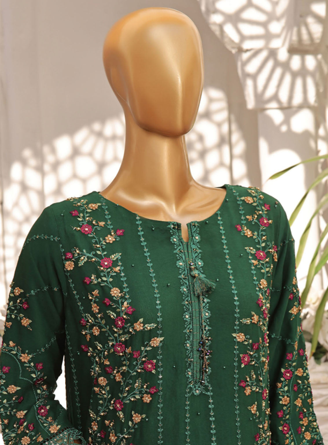 Fasaane By HZ Textile Embroidered Chiffon Suits Stitched 3 Piece - HZ24FC HZK-165 GREEN Fasaane By HZ Textile Embroidered Chiffon Suits Stitched 3 Piece - HZ24FC HZK-165 GREEN